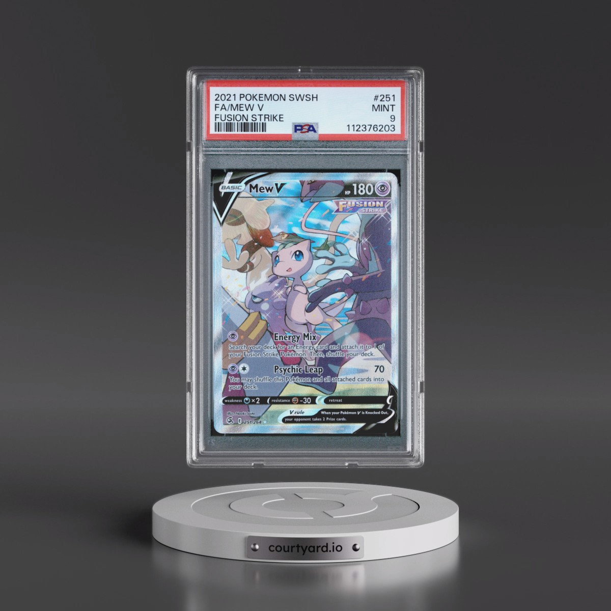 2021 Pokémon Sword & Shield Fusion Strike #251 Mew V - Holo Full Art (PSA 9 MINT)