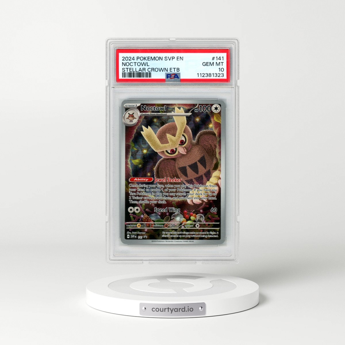 2024 Pokémon Svp EN-SV Black Star Promo #141 Noctowl - Stellar Crown Elite Trainer Box (PSA 10 GEM MINT)