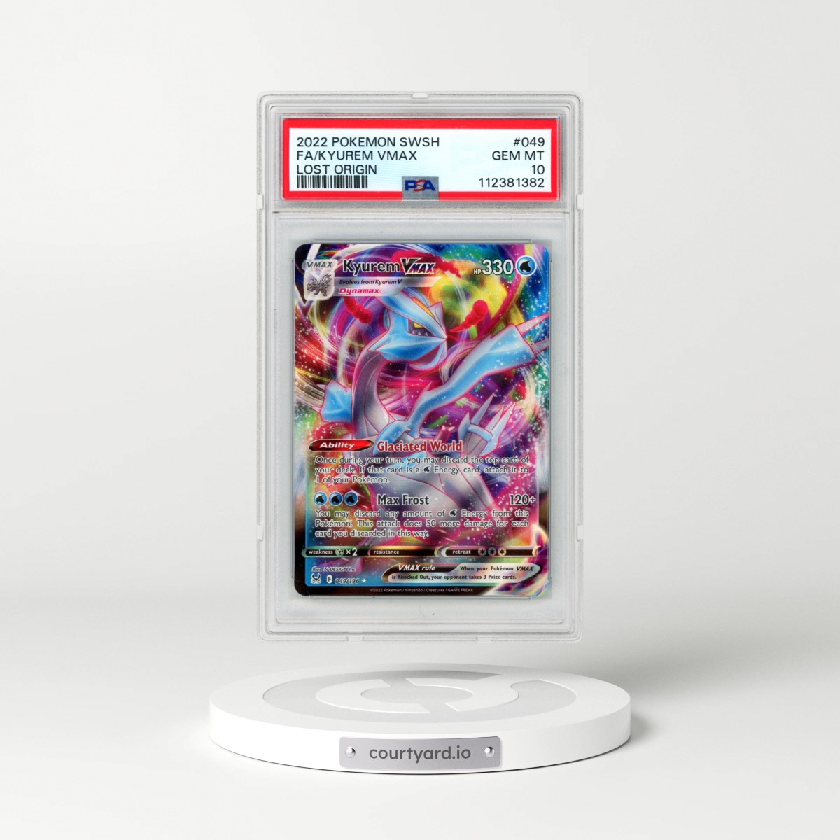 2022 Pokémon Sword & Shield Lost Origin #049 Kyurem Vmax - Full Art (PSA 10 GEM MINT)