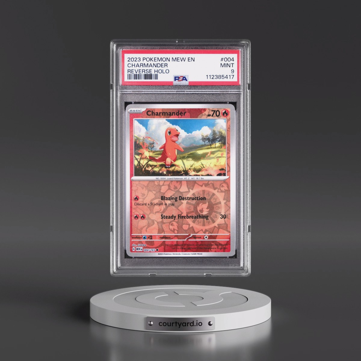 2023 Pokémon Mew EN-151 #004 Charmander - Reverse Holo (PSA 9 MINT)