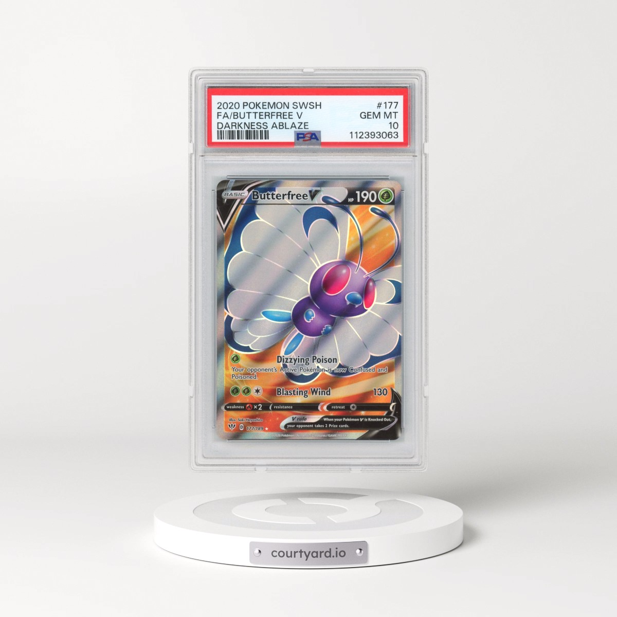 2020 Pokémon Sword & Shield Darkness Ablaze #177 Butterfree V - Holo Full Art (PSA 10 GEM MINT)