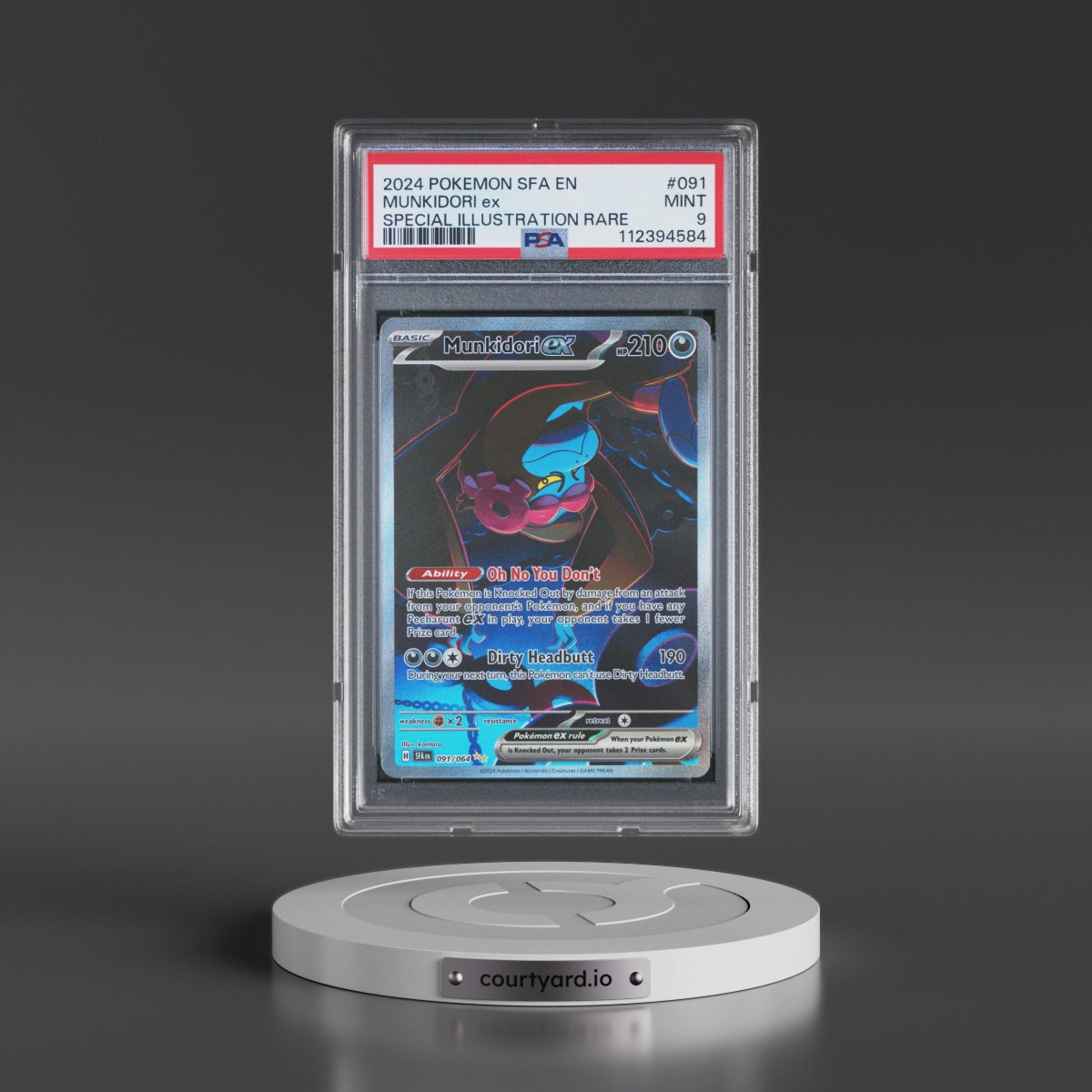 2024 Pokémon Sfa EN-Shrouded Fable #091 Munkidori EX - Holo Special Illustration Rare (PSA 9 MINT)