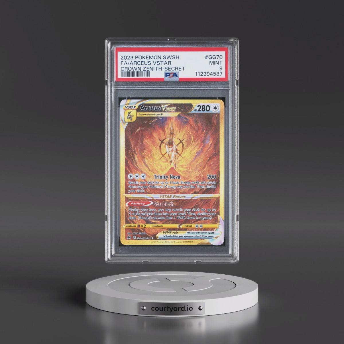 2023 Pokémon Sword and Shield Crown Zenith #GG70 Arceus Vstar - Full Art Secret (PSA 9 MINT)