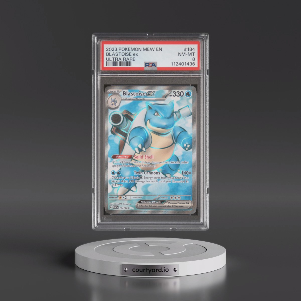 2023 Pokémon Mew EN-151 #184 Blastoise EX - Holo Ultra Rare (PSA 8 NM-MT)
