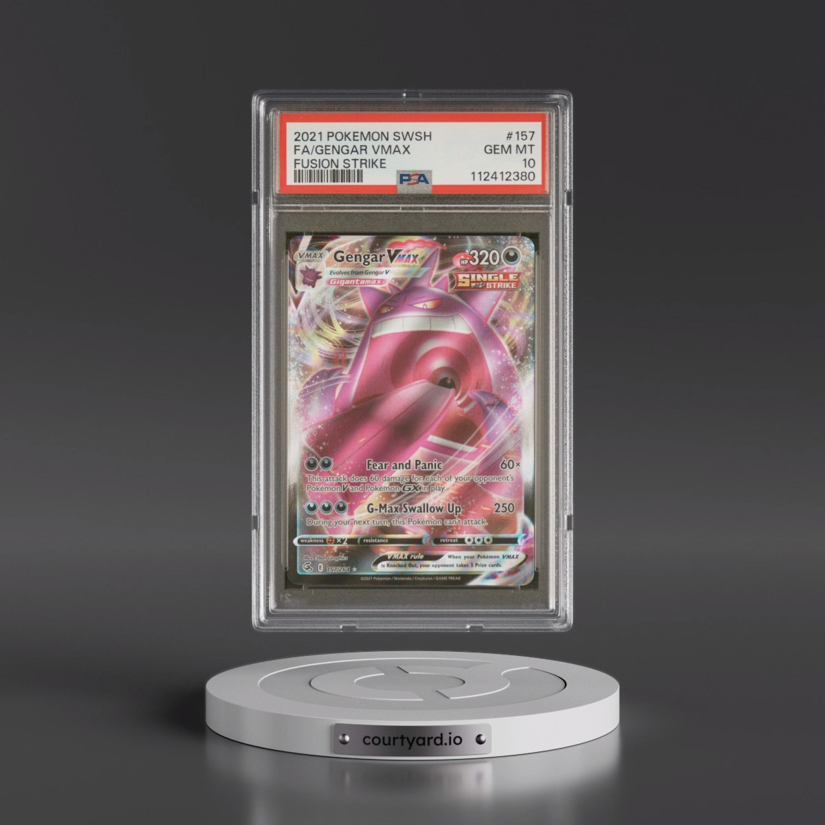 2021 Pokémon Sword & Shield Fusion Strike #157 Gengar Vmax - Full Art (PSA 10 GEM MINT)