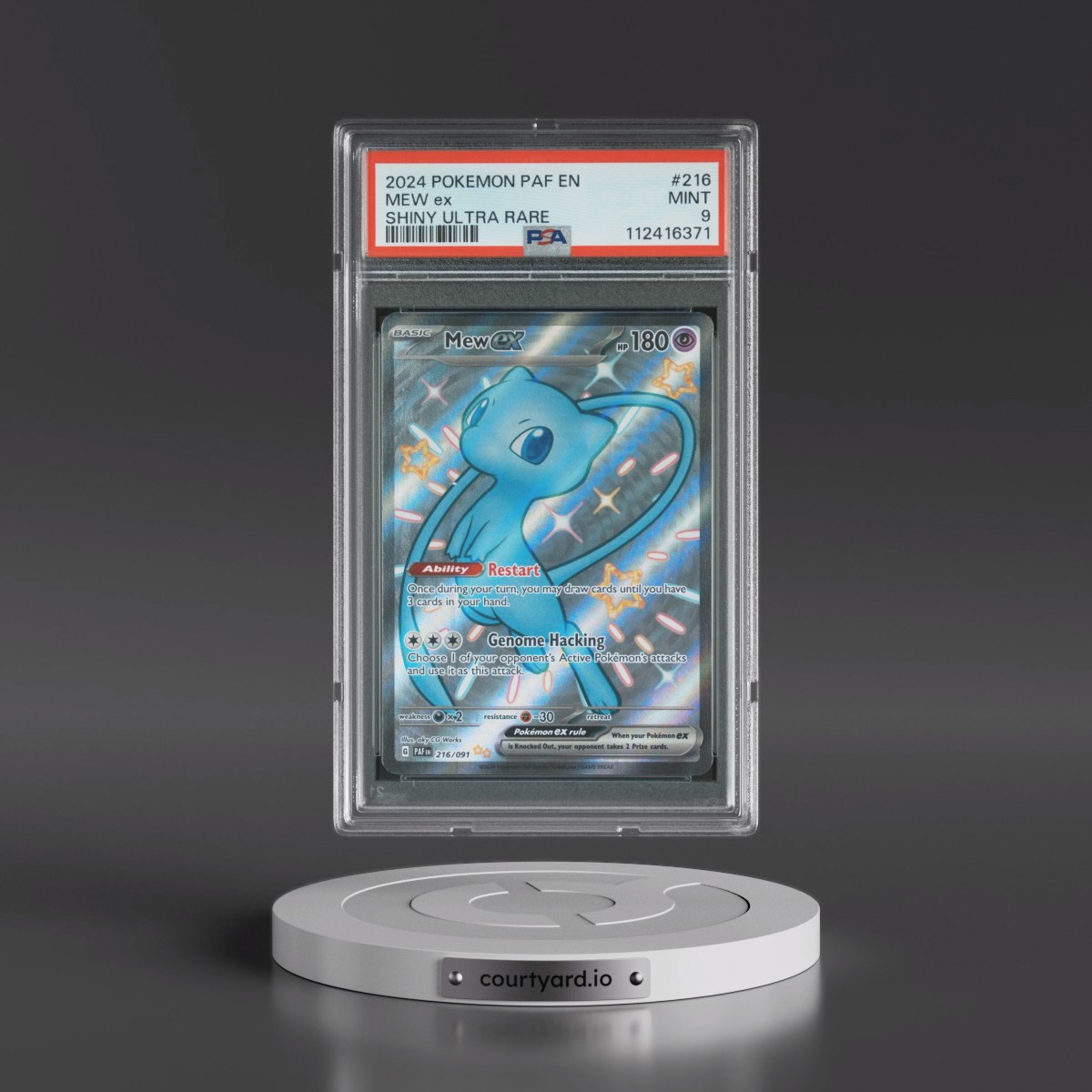 2024 Pokémon Paf EN-Paldean Fates #216 Mew EX - Holo Shiny Ultra Rare (PSA 9 MINT)