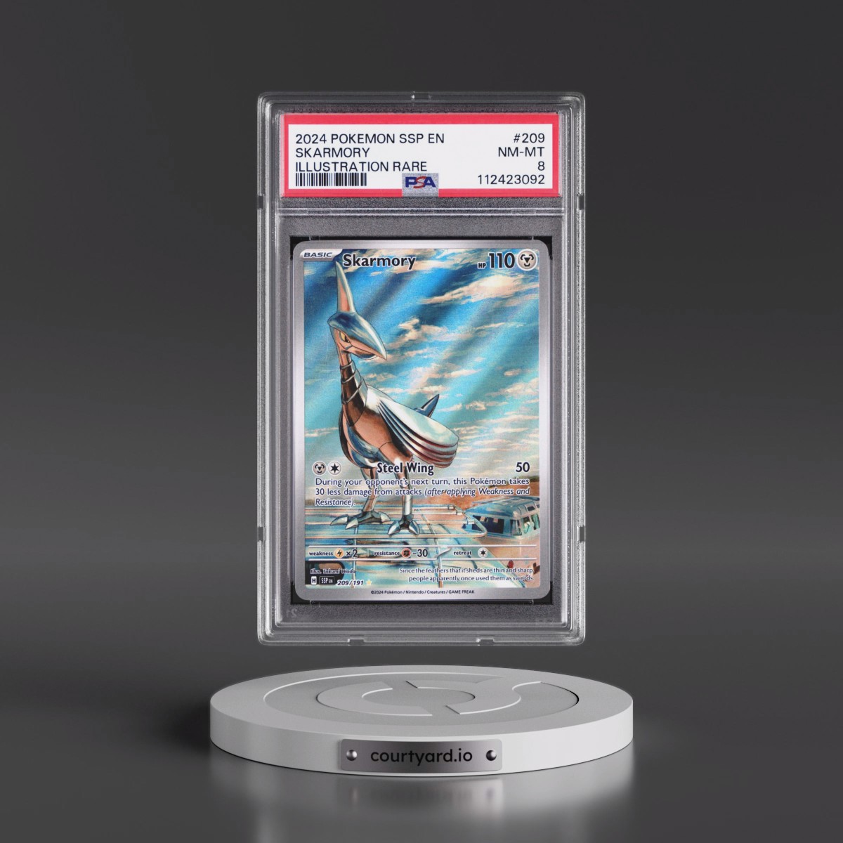 2024 Pokémon Ssp EN-Surging Sparks #209 Skarmory - Illustration Rare (PSA 8 NM-MT)
