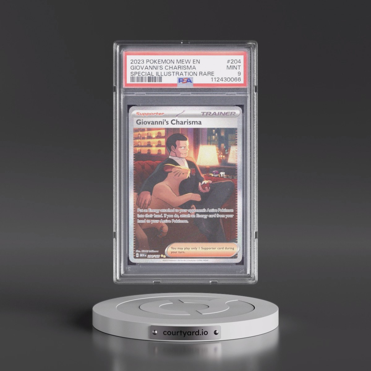 2023 Pokémon Mew EN-151 #204 Giovanni's Charisma - Special Illustration Rare (PSA 9 MINT)