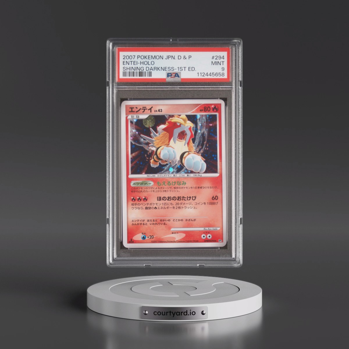 2007 Pokémon Diamond & Pearl Shining Darkness #294 Entei - 1st Edition Holo (PSA 9 MINT)
