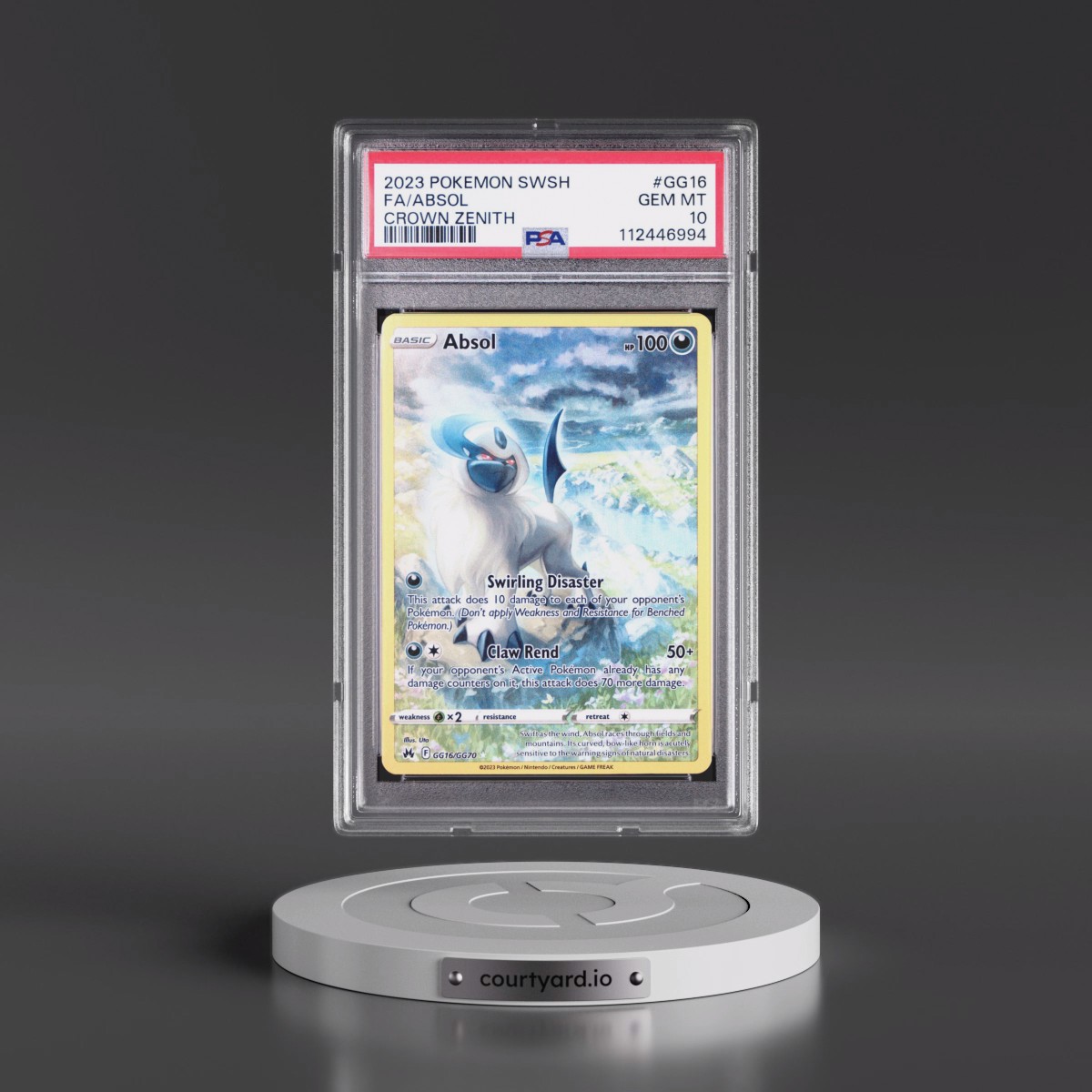 2023 Pokémon Sword and Shield Crown Zenith #GG16 Absol - Full Art (PSA 10 GEM MINT)
