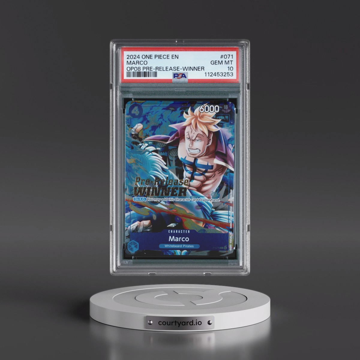 2024 One Piece Promos #071 Marco - Two Legends Pre-Release-Winner (PSA 10 GEM MINT)