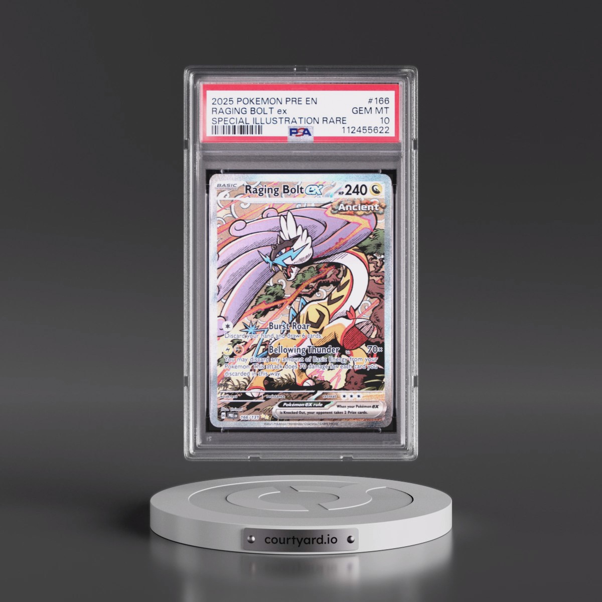 2025 Pokémon Pre EN-Prismatic Evolutions #166 Raging Bolt EX - Holo Special Illustration Rare (PSA 10 GEM MINT)