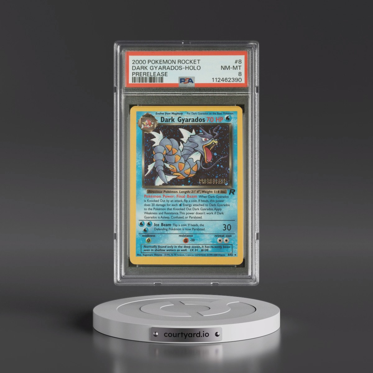 2000 Pokémon Rocket #8 Dark Gyarados - Holo Prerelease (PSA 8 NM-MT)