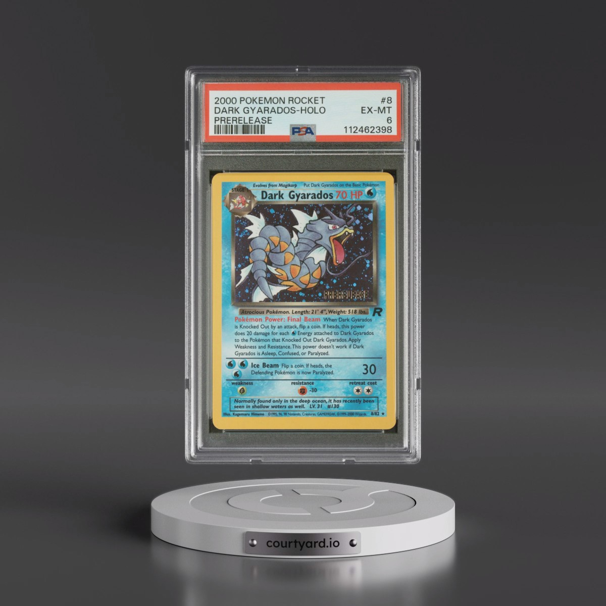2000 Pokémon Rocket #8 Dark Gyarados - Holo Prerelease (PSA 6 EX-MT)