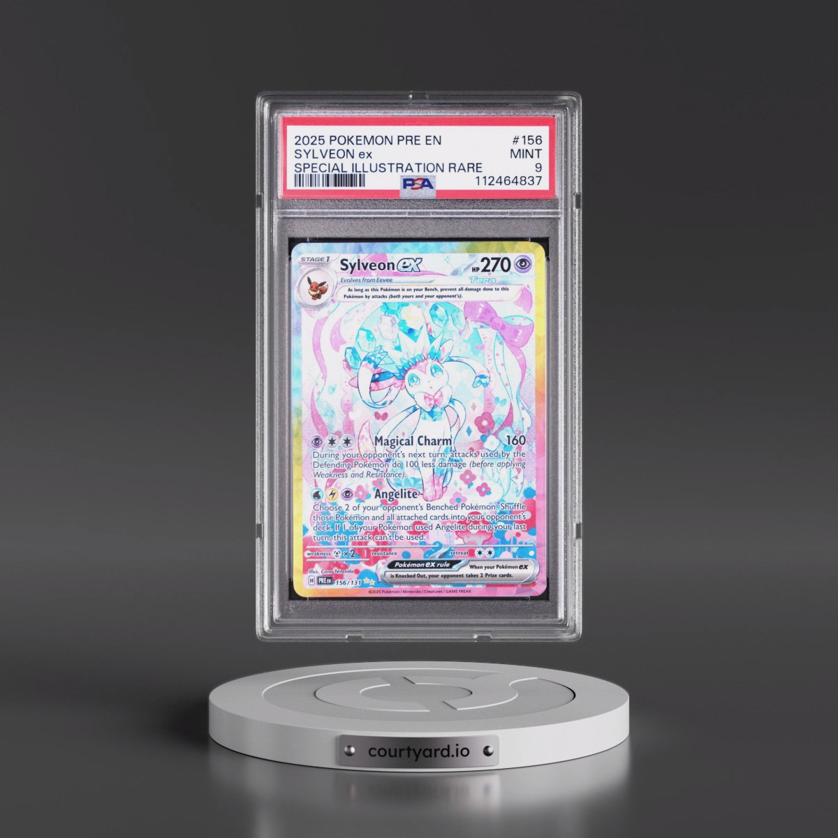2025 Pokémon Pre EN-Prismatic Evolutions #156 Sylveon EX - Holo Special Illustration Rare (PSA 9 MINT)