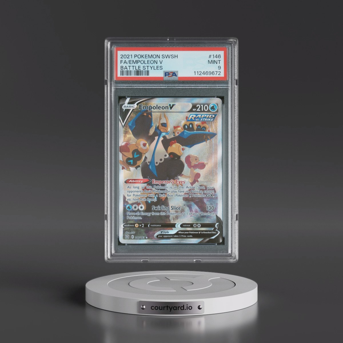 2021 Pokémon Sword & Shield Battle Styles #146 Empoleon V - Holo Full Art (PSA 9 MINT)
