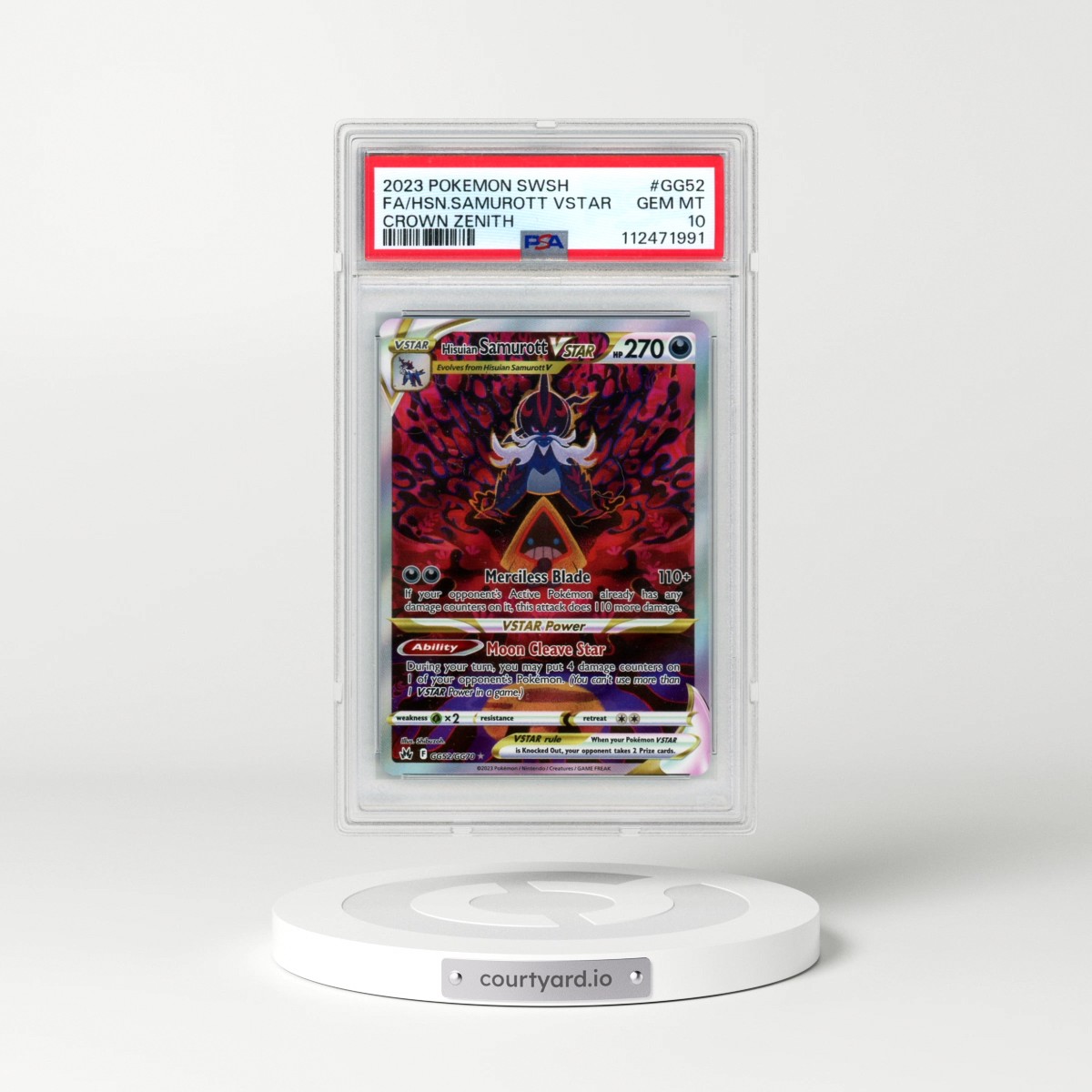 2023 Pokémon Sword and Shield Crown Zenith #GG52 Hisuian Samurott Vstar - Full Art (PSA 10 GEM MINT)