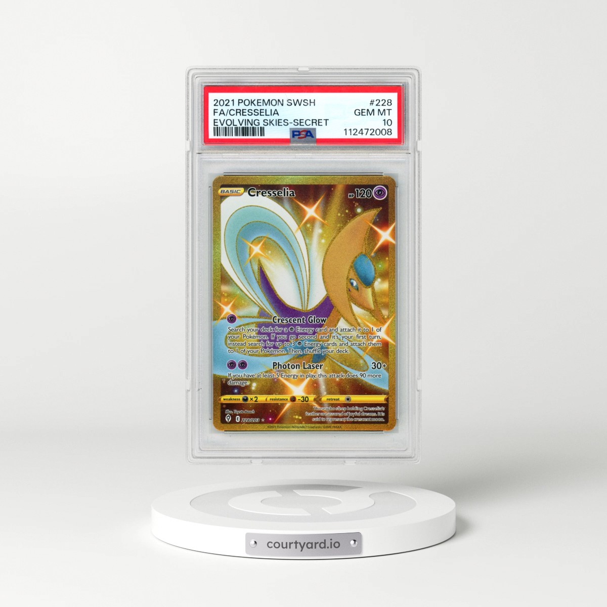2021 Pokémon Sword & Shield Evolving Skies #228 Cresselia - Full Art Secret (PSA 10 GEM MINT)
