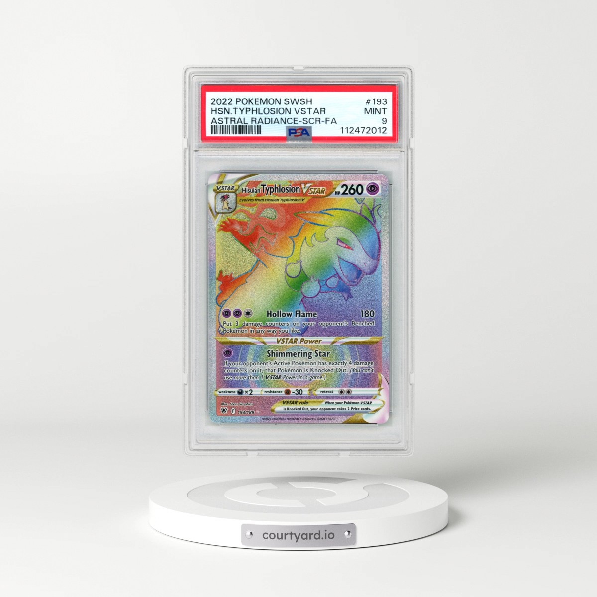 2022 Pokémon Sword & Shield Astral Radiance #193 Hisuian Typhlosion Vstar - Full Art Secret (PSA 9 MINT)