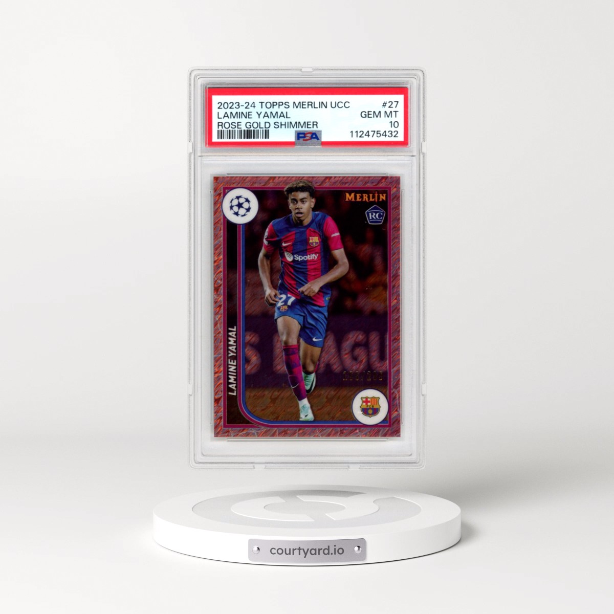 2023-24 Topps Merlin UEFA Club Competitions #27 Lamine Yamal - Rose Gold Shimmer (PSA 10 GEM MINT)