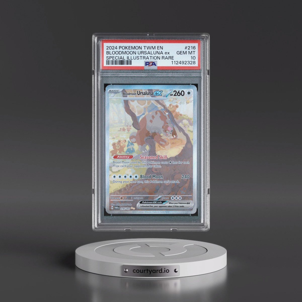 2024 Pokémon Twm EN-Twilight Masquerade #216 Bloodmoon Ursaluna EX - Holo Special Illustration Rare (PSA 10 GEM MINT)