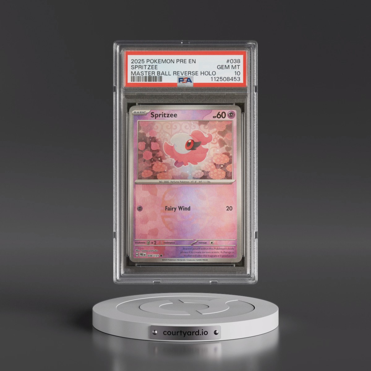 2025 Pokémon Pre EN-Prismatic Evolutions #038 Spritzee - Reverse Holo Master Ball (PSA 10 GEM MINT)
