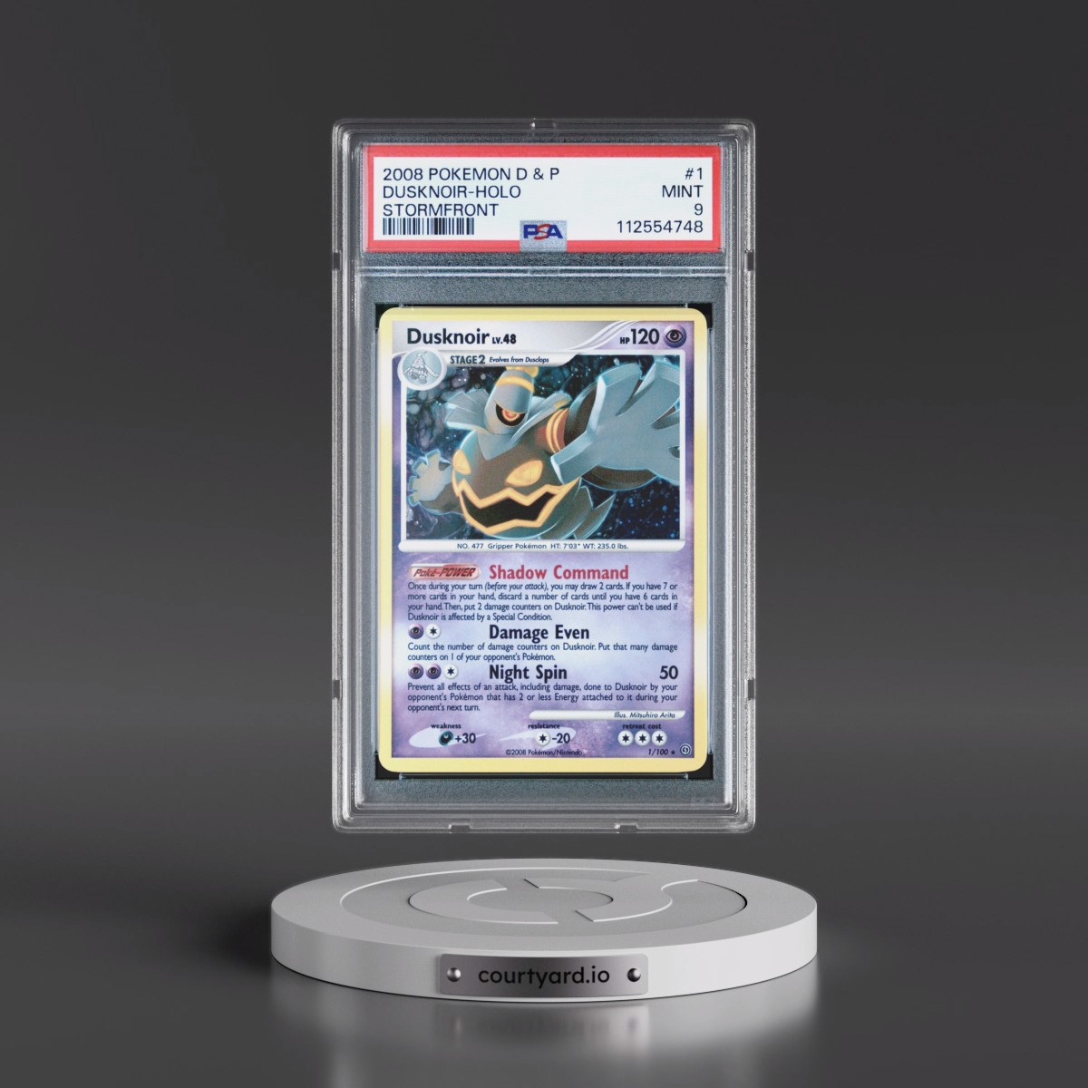 2008 Pokémon Diamond & Pearl Stormfront #1 Dusknoir - Holo (PSA 9 MINT)