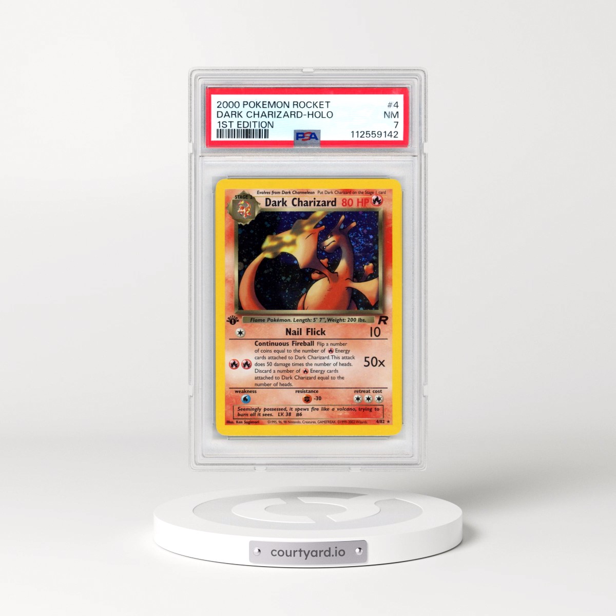 2000 Pokémon Rocket #4 Dark Charizard - 1st Edition Holo (PSA 7 NM)