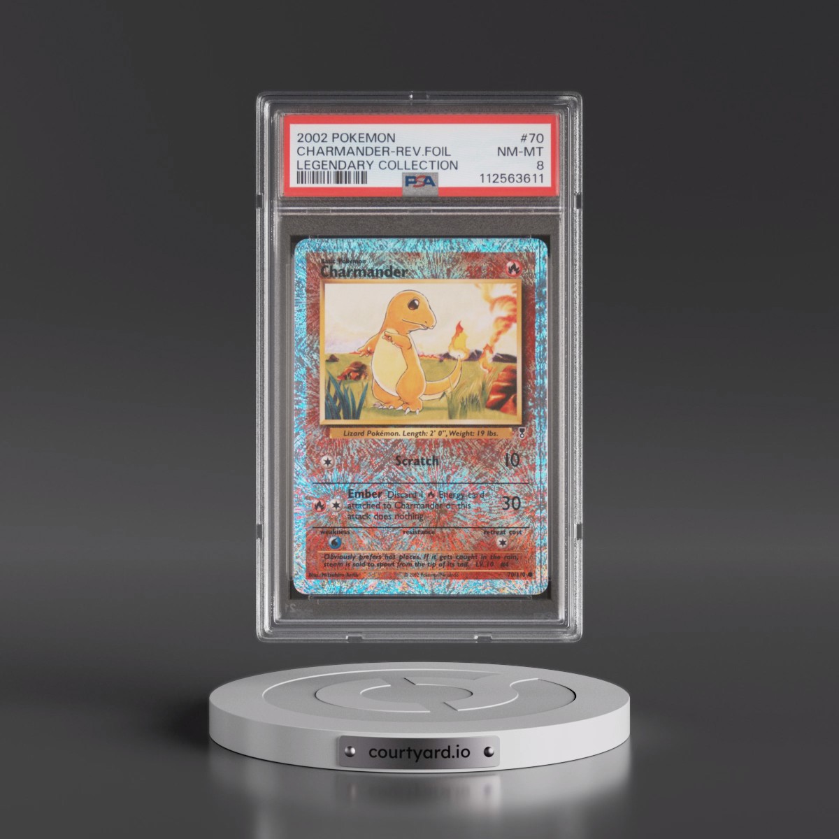2002 Pokémon Legendary Collection #70 Charmander - Reverse Foil (PSA 8 NM-MT)