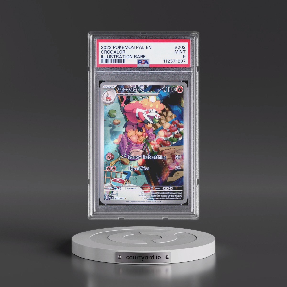 2023 Pokémon Pal EN-Paldea Evolved #202 Crocalor - Illustration Rare (PSA 9 MINT)