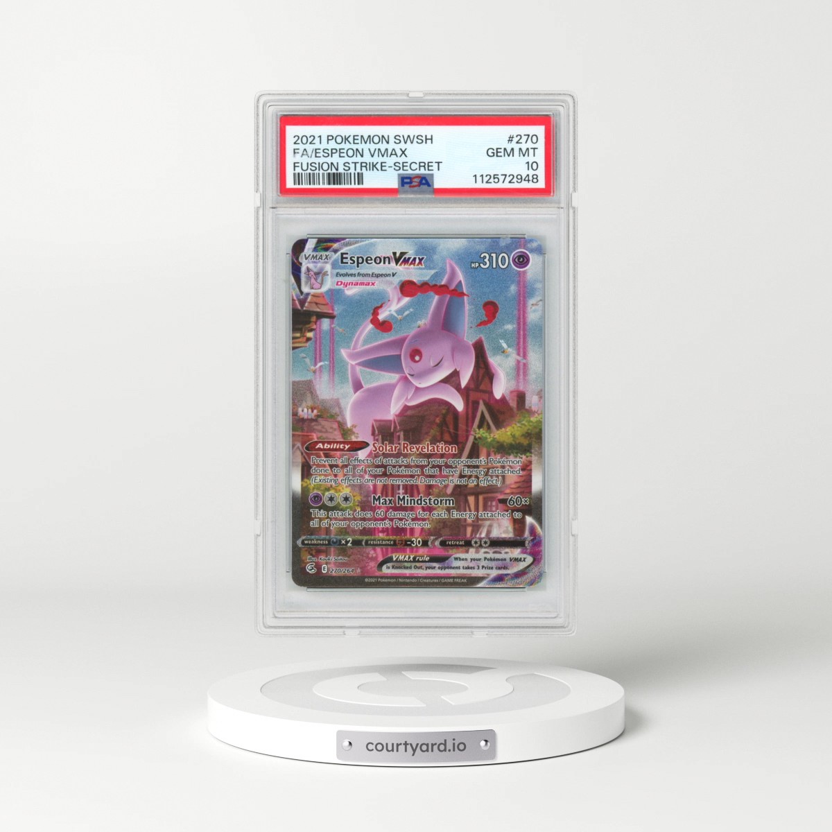 2021 Pokémon Sword & Shield Fusion Strike #270 Espeon Vmax - Full Art Secret (PSA 10 GEM MINT)