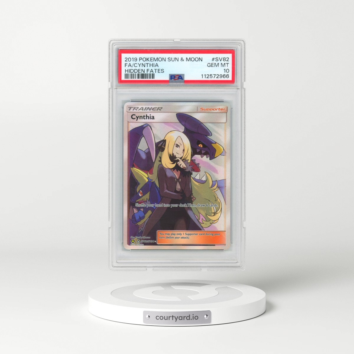 2019 Pokémon Sun & Moon Hidden Fates #SV82 Cynthia - Full Art (PSA 10 GEM MINT)