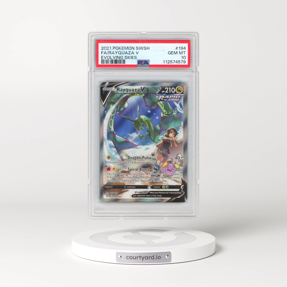 2021 Pokémon Sword & Shield Evolving Skies #194 Rayquaza V - Holo Full Art (PSA 10 GEM MINT)