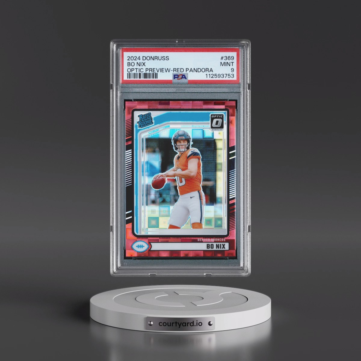 2024 Panini Donruss #369 Bo Nix - Optic Preview-Red Pandora (PSA 9 MINT)