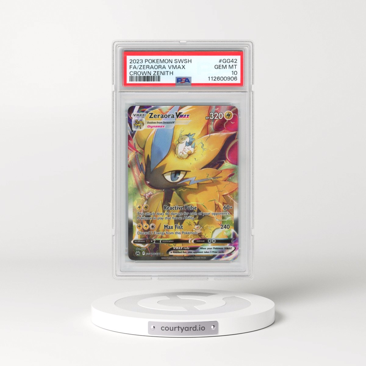 2023 Pokémon Sword and Shield Crown Zenith #GG42 Zeraora Vmax - Full Art (PSA 10 GEM MINT)