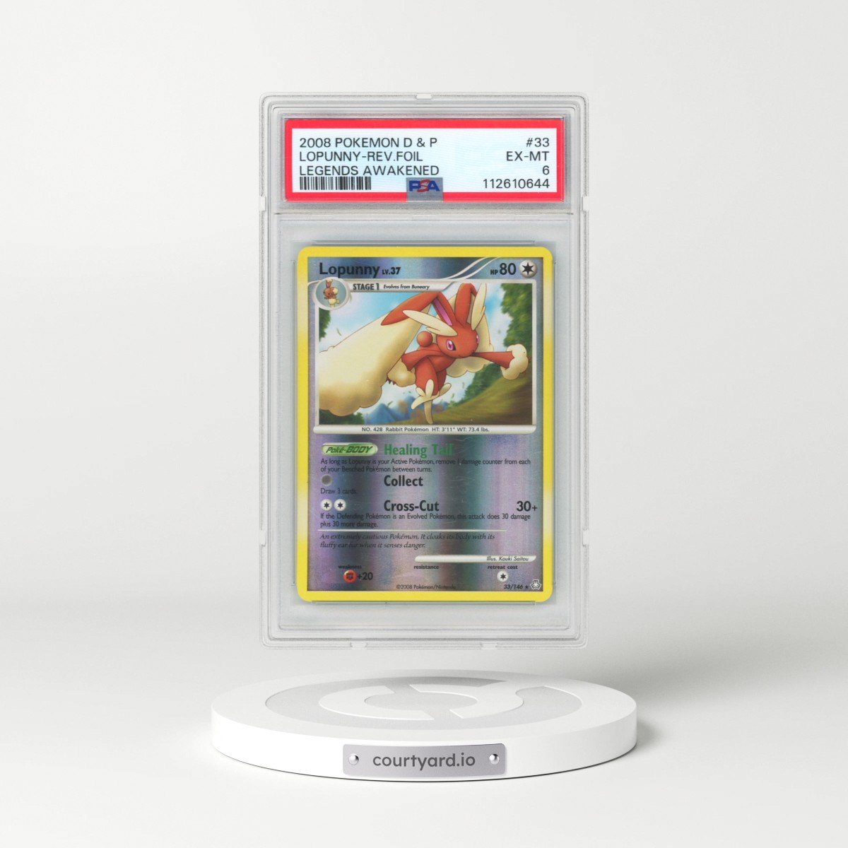 2008 Pokémon Diamond & Pearl Legends Awakened #33 Lopunny - Reverse Foil (PSA 6 EX-MT)