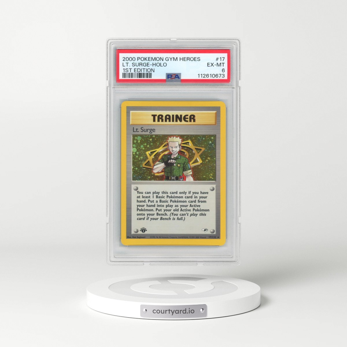 2000 Pokémon Gym Heroes #17 LT. Surge - 1st Edition Holo (PSA 6 EX-MT)