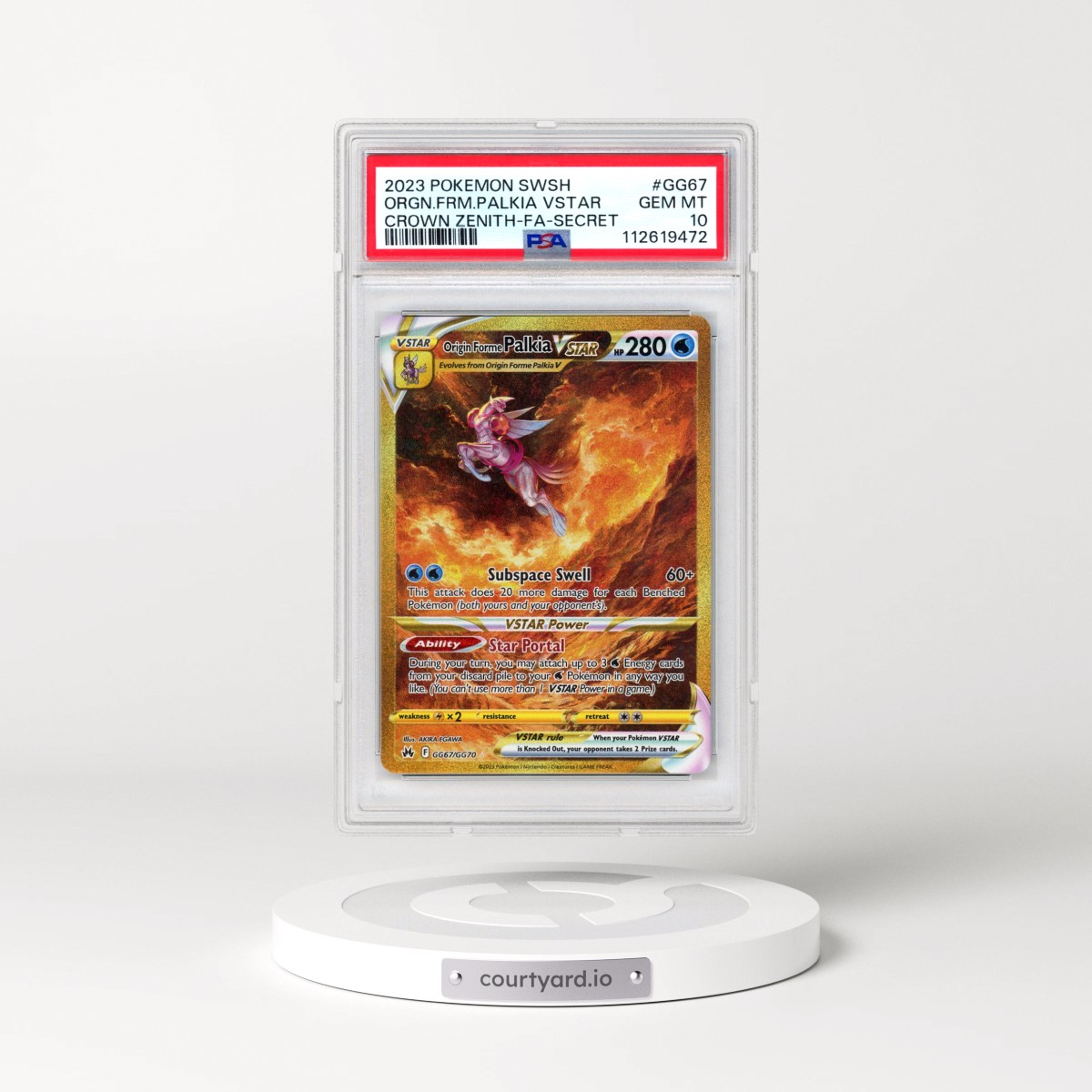 2023 Pokémon Sword and Shield Crown Zenith #GG67 Origin Forme Palkia Vstar - Full Art Secret (PSA 10 GEM MINT)