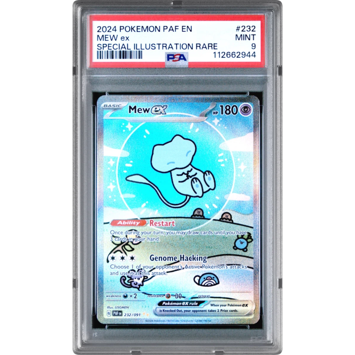 2024 Pokémon Paf EN-Paldean Fates #232 Mew EX - Holo Special Illustration Rare, PSA 9