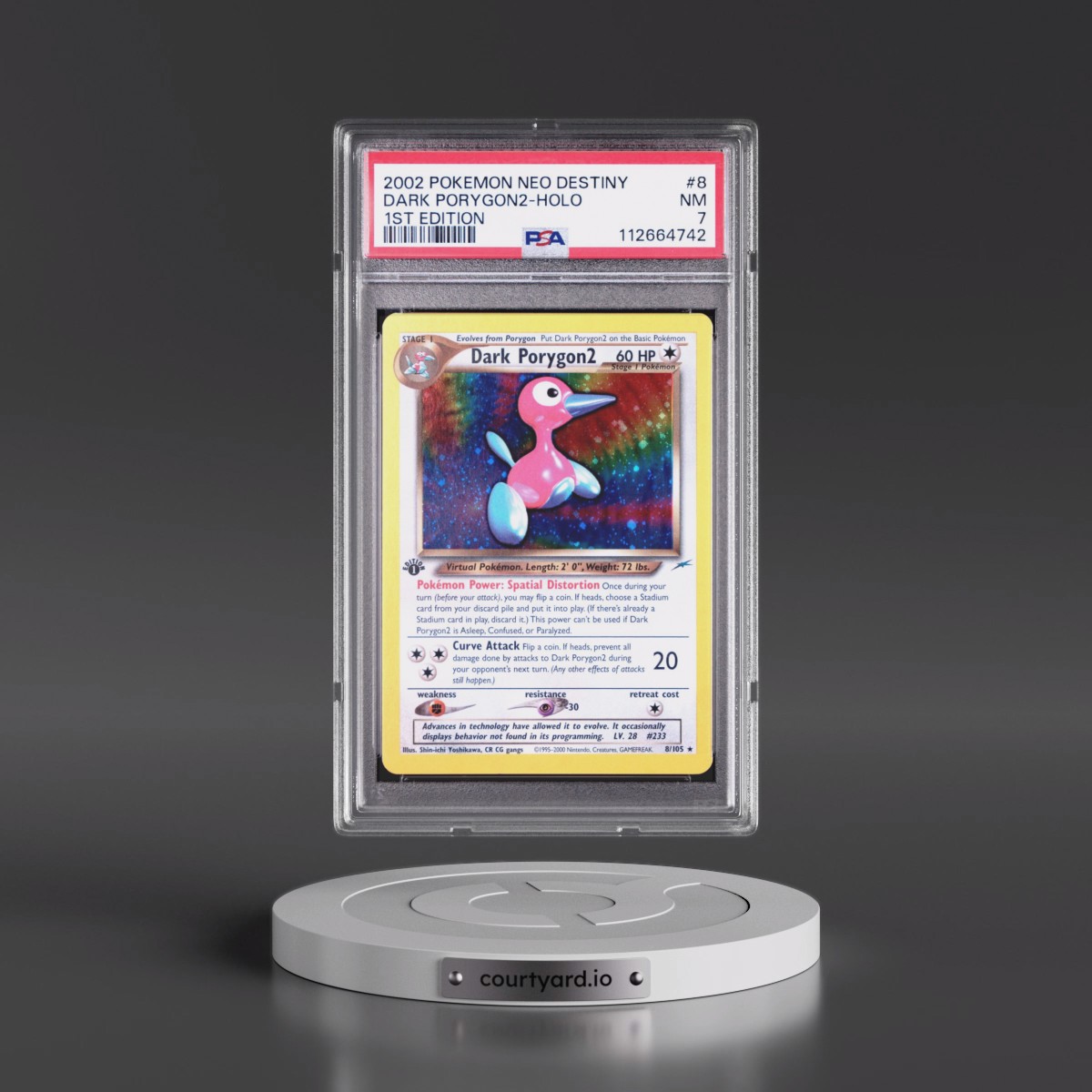 2002 Pokémon Neo Destiny Dark PORYGON2 - 1st Edition Holo #8 PSA 7