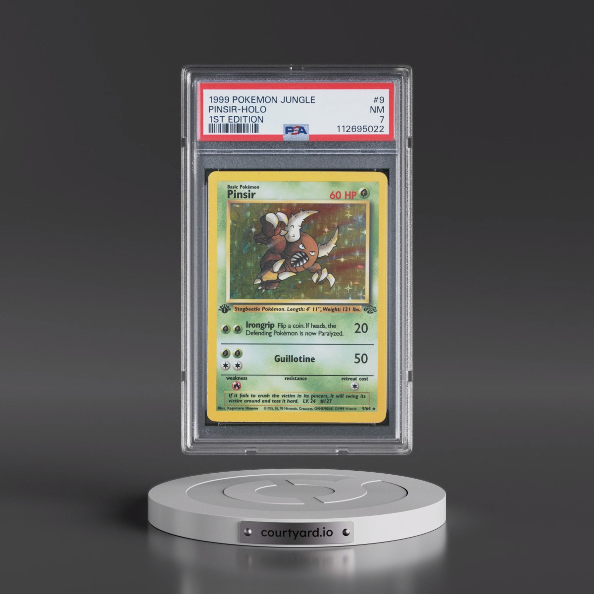 1999 Pokémon Jungle #9 Pinsir - 1st Edition Holo (PSA 7 NM)