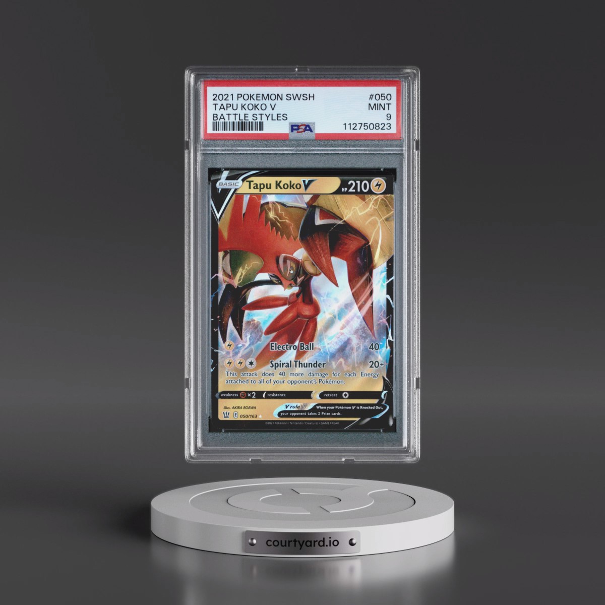 2021 Pokémon Sword & Shield Battle Styles #050 Tapu Koko V - Holo (PSA 9 MINT)