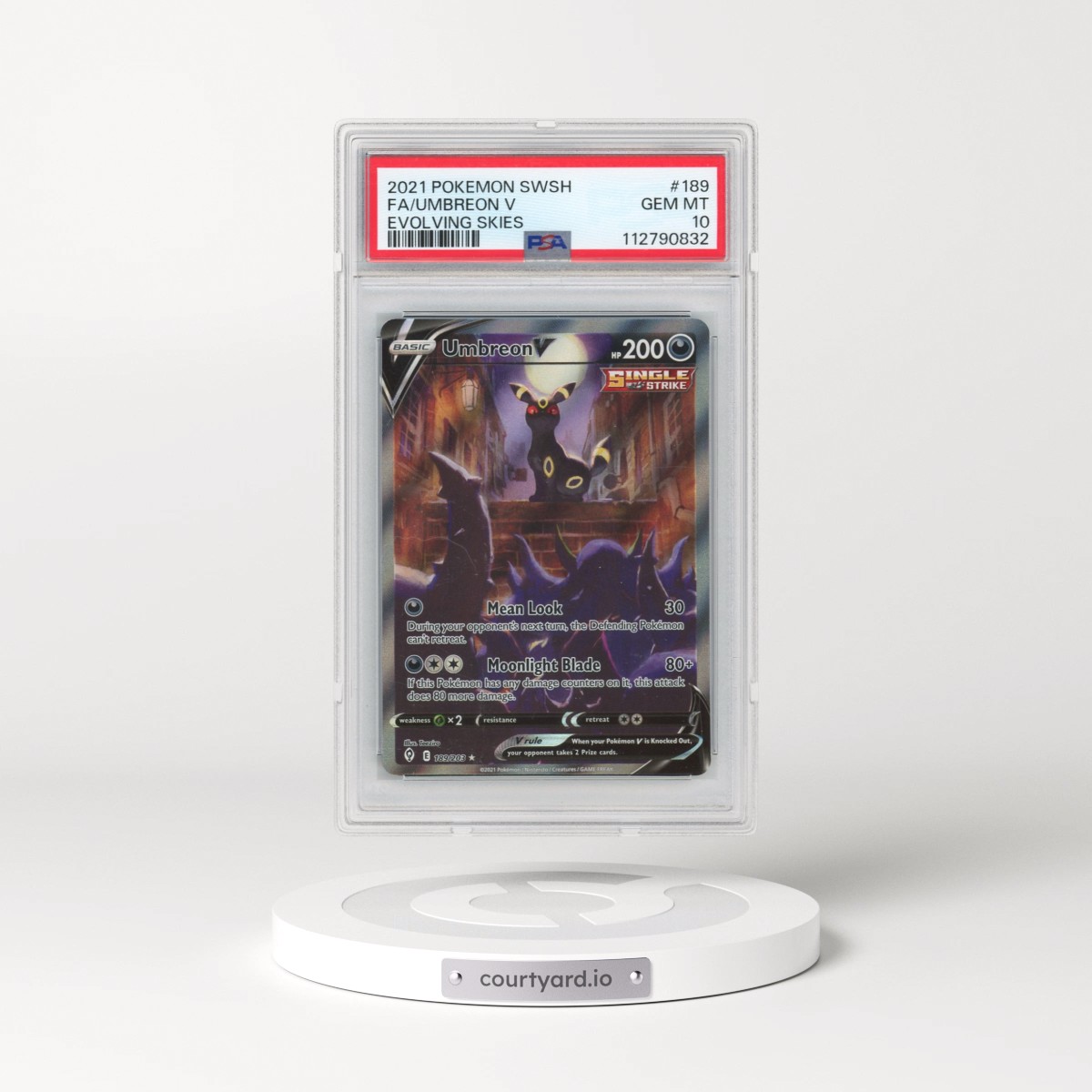 2021 Pokémon Sword & Shield Evolving Skies #189 Umbreon V - Holo Full Art (PSA 10 GEM MINT)