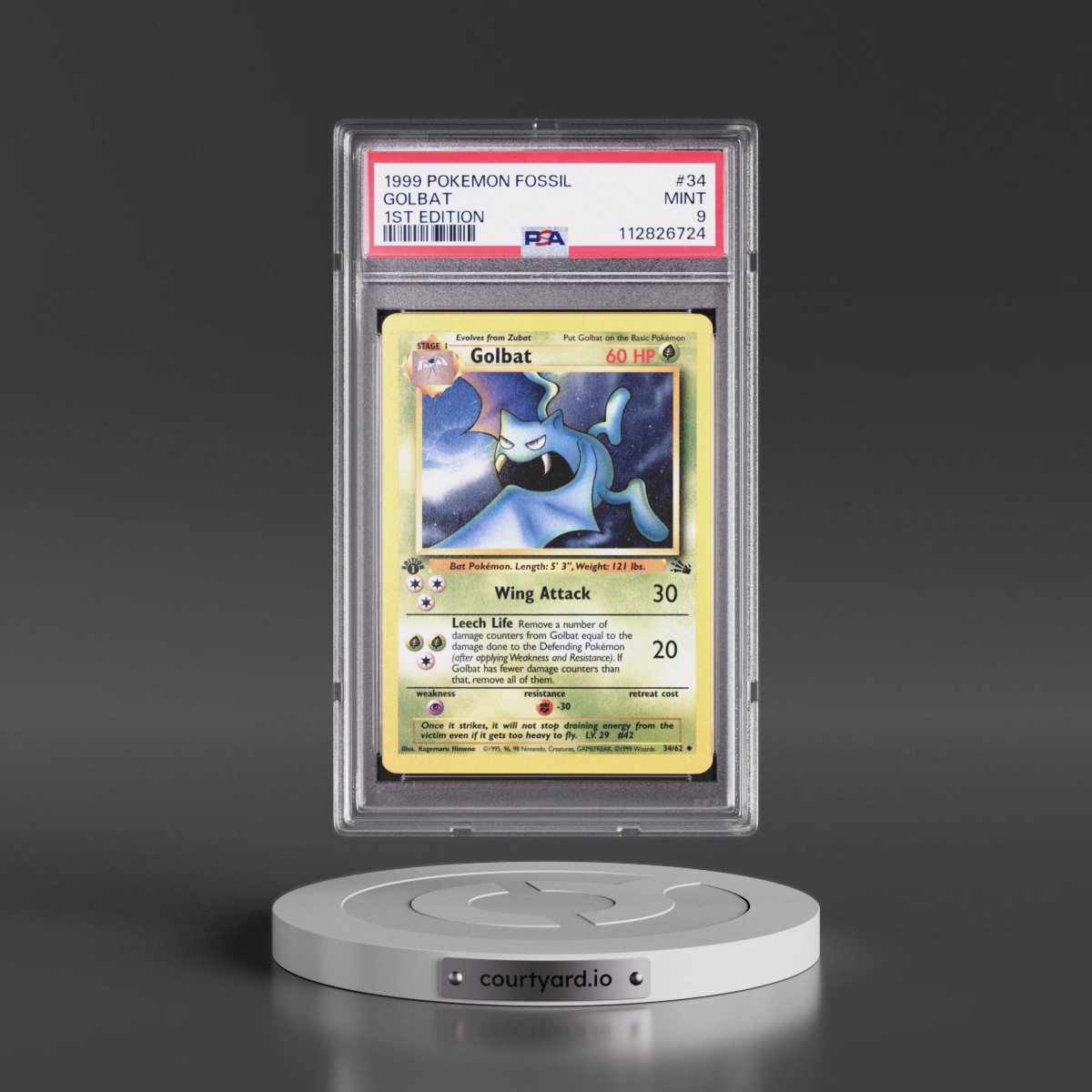 1999 Pokémon Fossil #34 Golbat - 1st Edition (PSA 9 MINT)