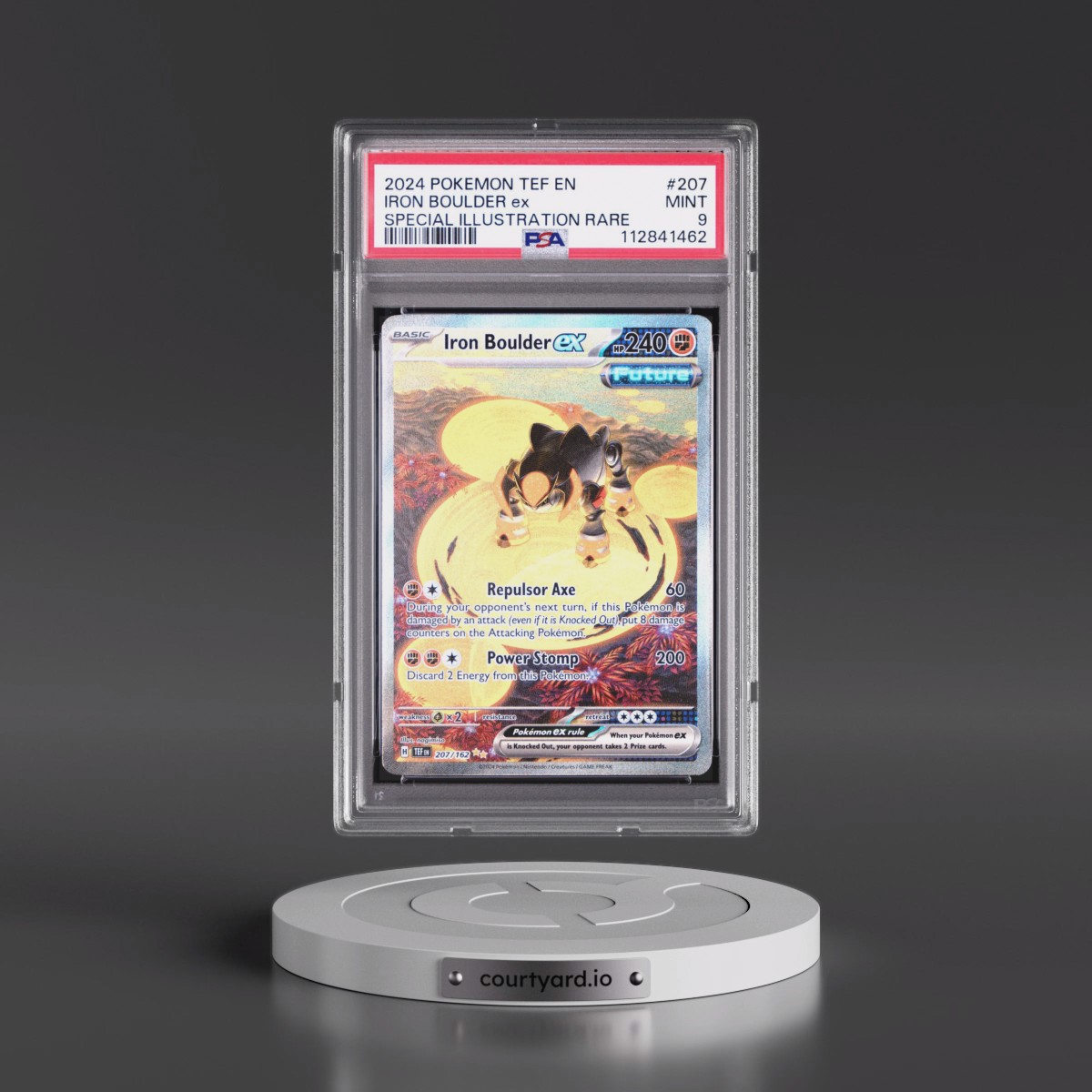 2024 Pokémon Tef EN-Temporal Forces #207 Iron Boulder EX - Holo Special Illustration Rare (PSA 9 MINT)