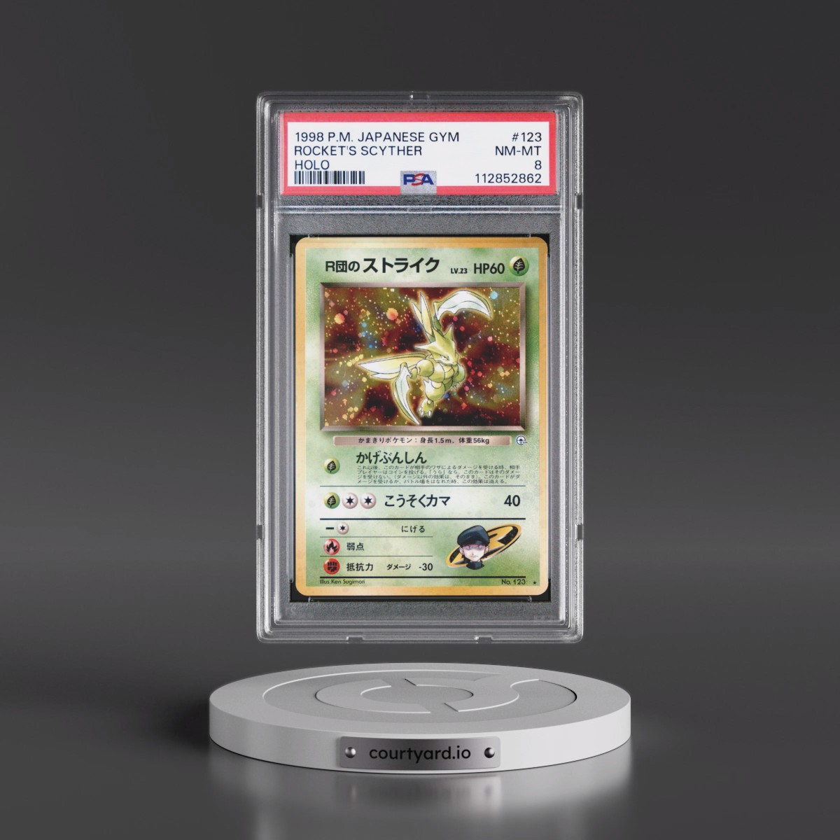 1998 Pokémon Gym #123 Rocket's Scyther - Holo (PSA 8 NM-MT)