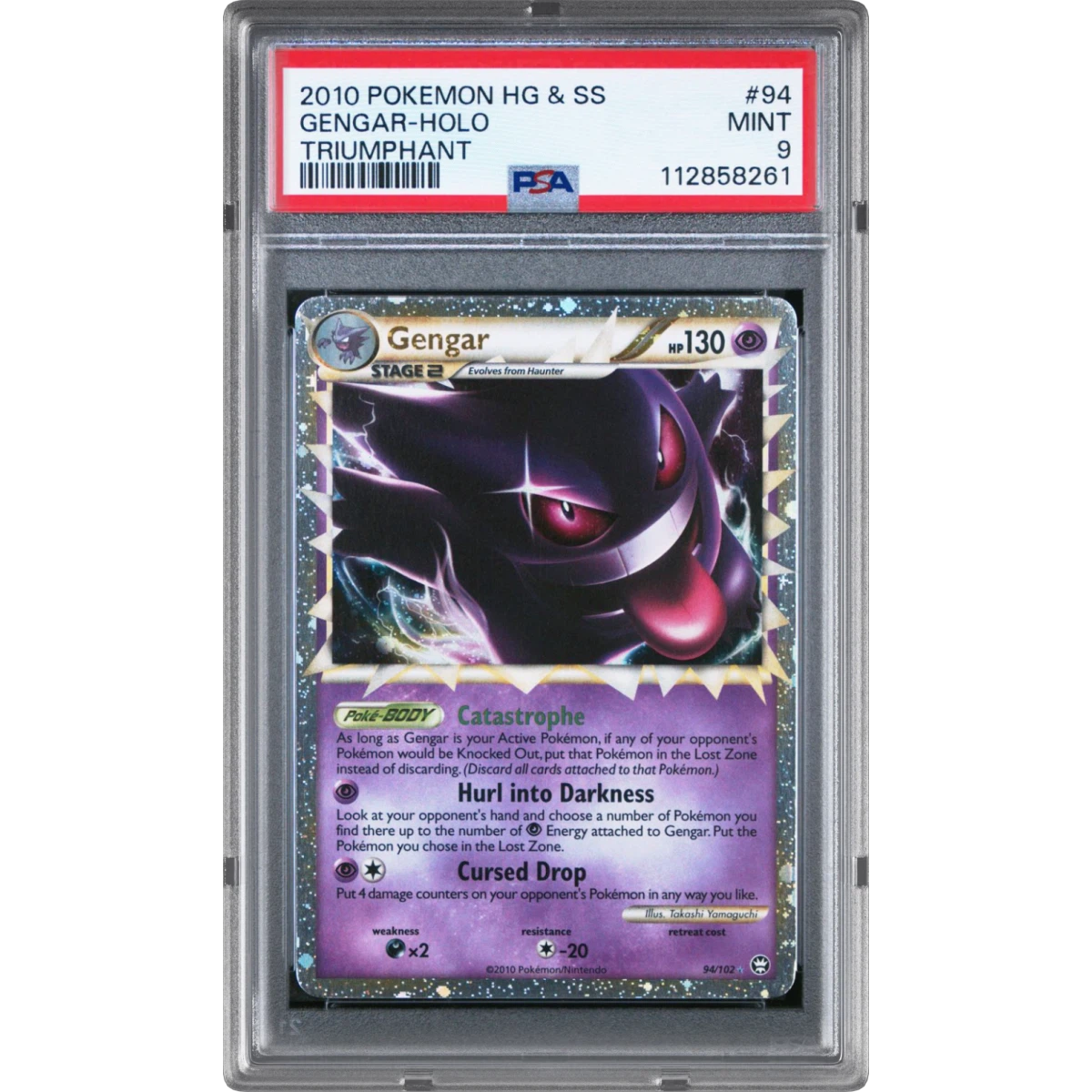 2010 Pokémon Heartgold & Soulsilver Triumphant #94 Gengar - Holo (PSA 9 MINT)