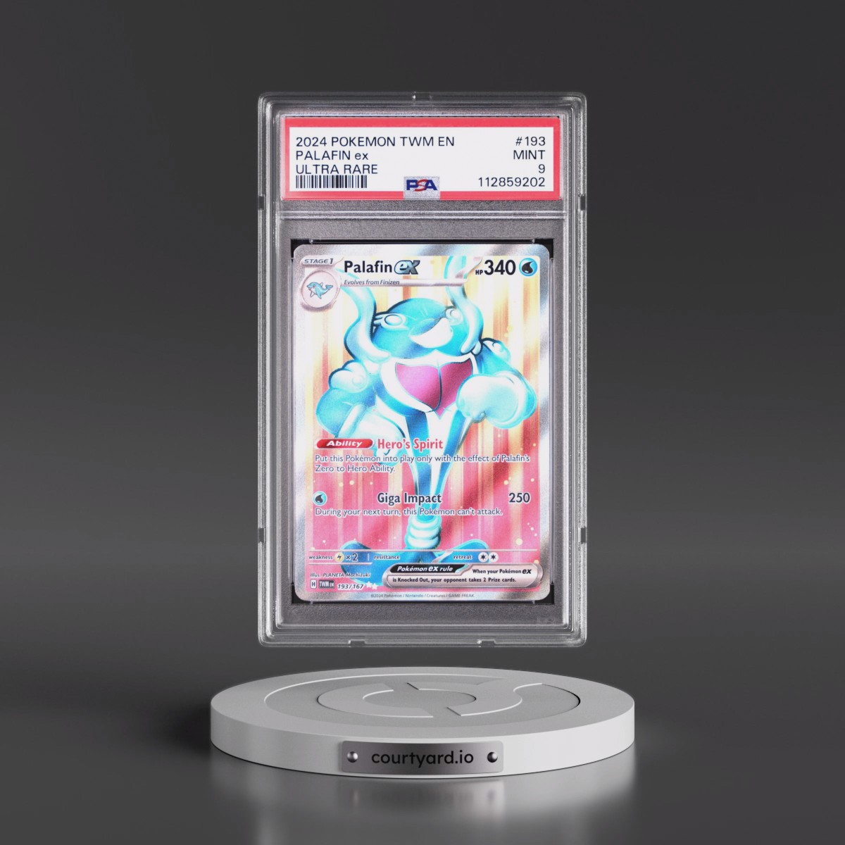2024 Pokémon Twm EN-Twilight Masquerade #193 Palafin EX - Holo Ultra Rare (PSA 9 MINT)
