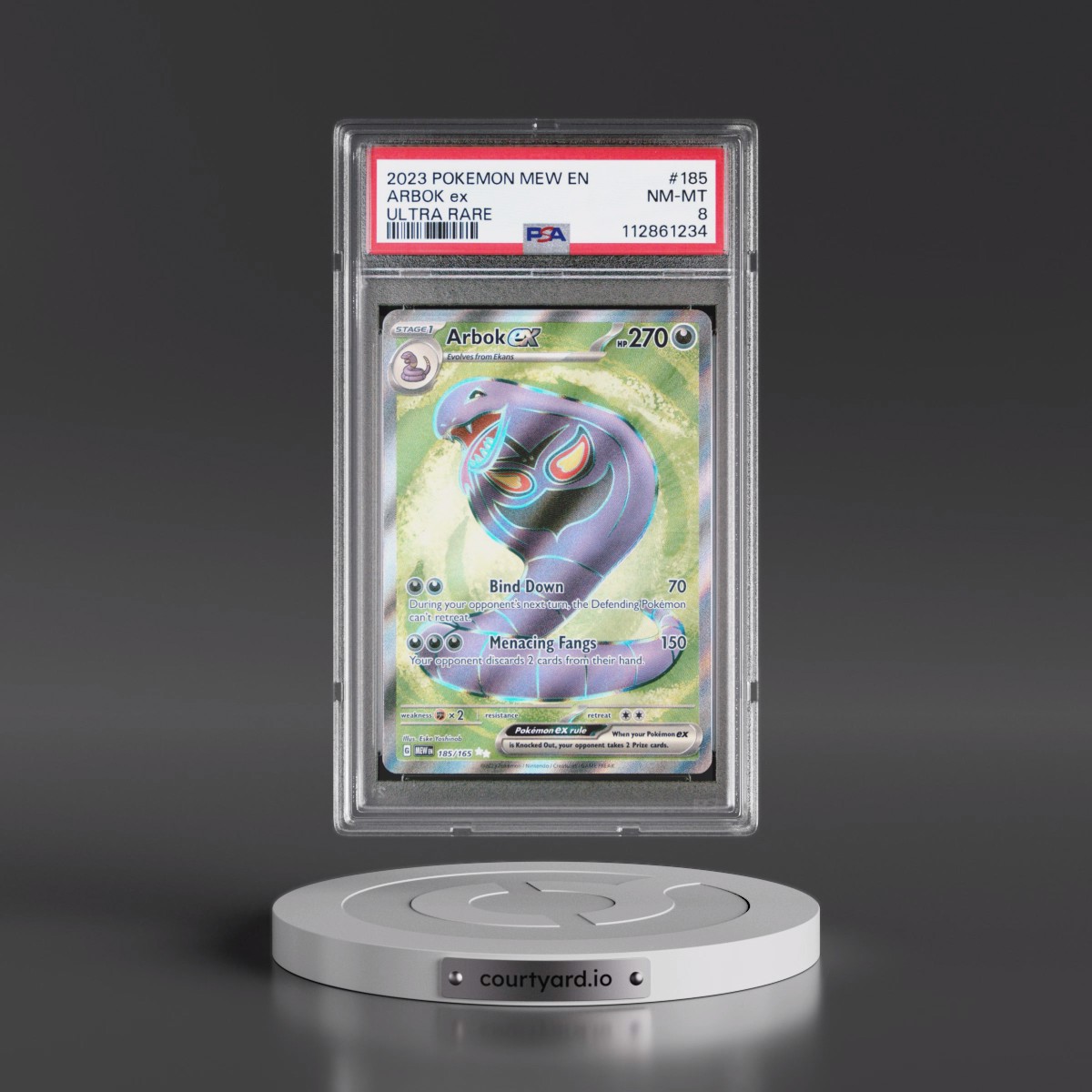 2023 Pokémon Mew EN-151 #185 Arbok EX - Holo Ultra Rare (PSA 8 NM-MT)