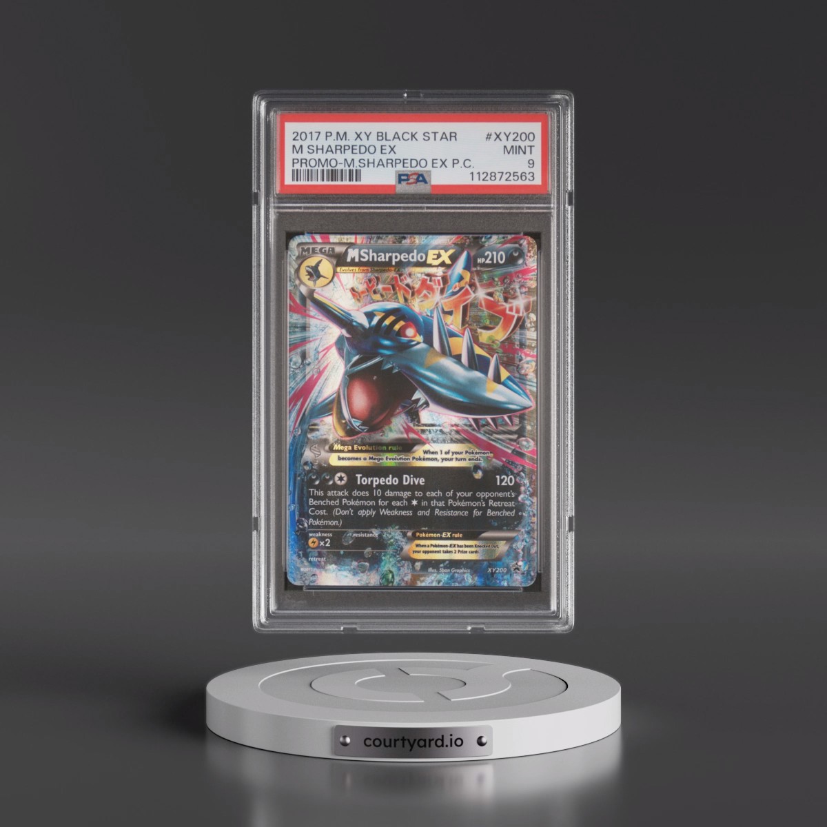 2017 Pokémon XY Black Star Promo #XY200 M Sharpedo EX - Holo Mega Sharpedo EX Premium Collection (PSA 9 MINT)